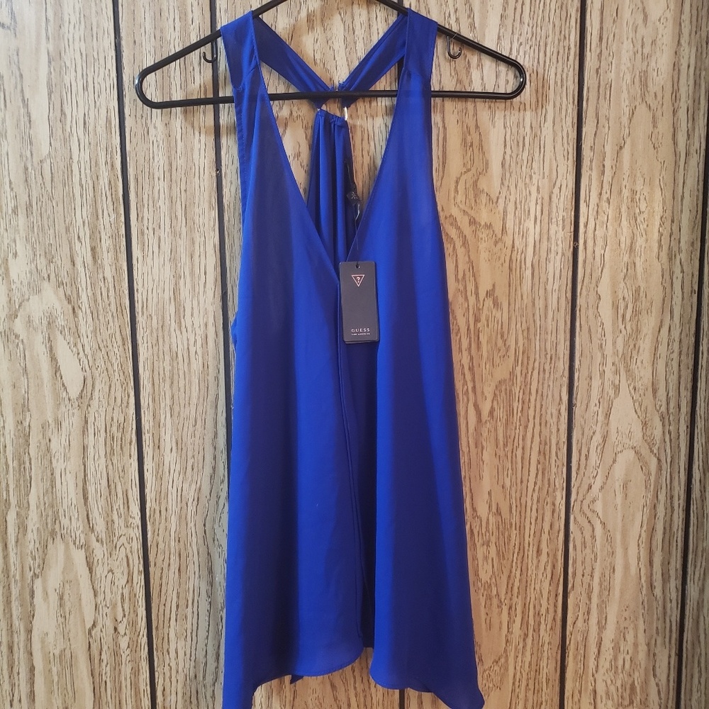 Guess Los Angeles Lowen Solid Sl Halter Top Blue S